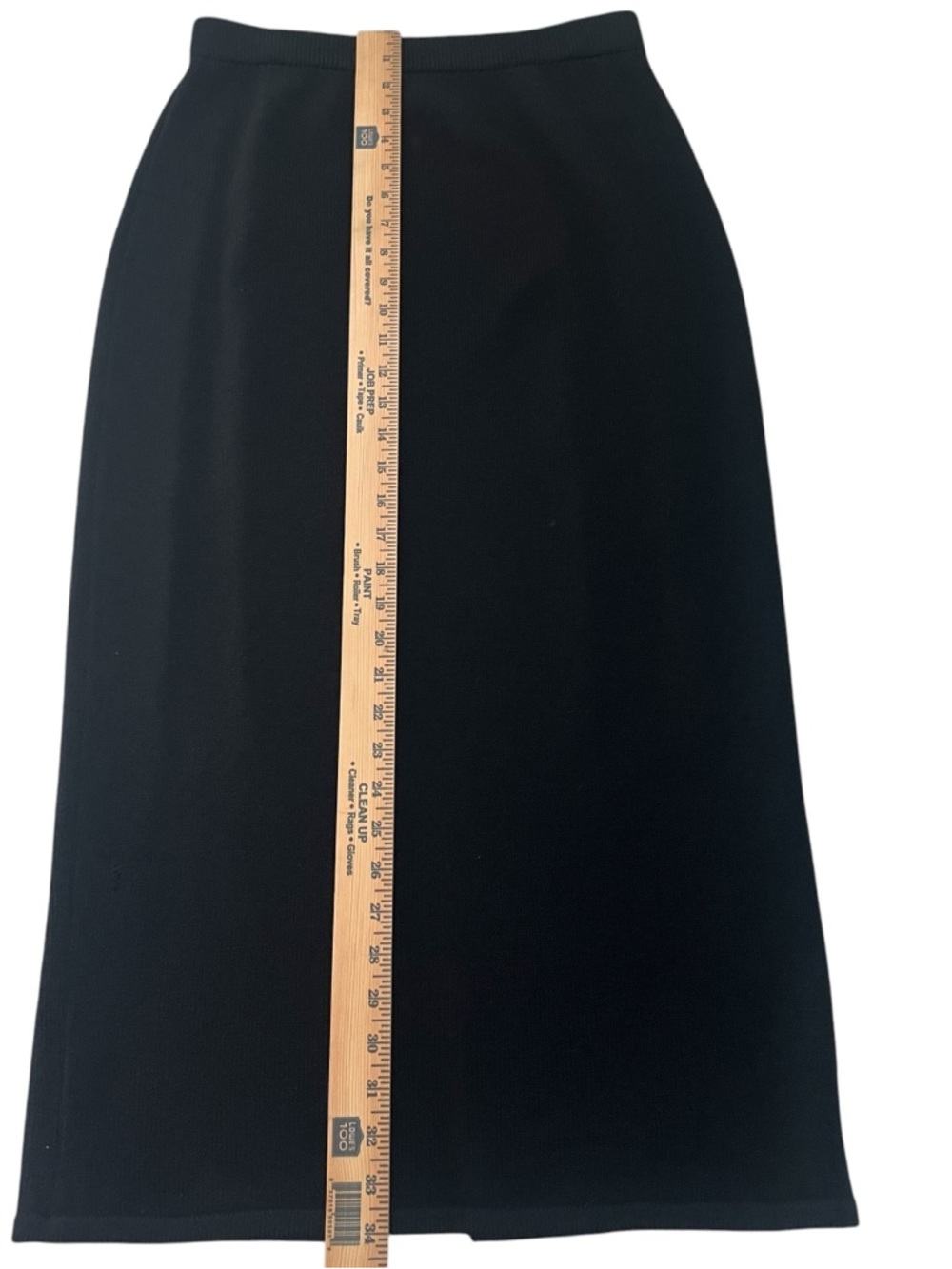 St John Basics Black Knit Midi Skirt 4 Pull On Pencil Stretch Slit Workwear - Picture 8 of 11